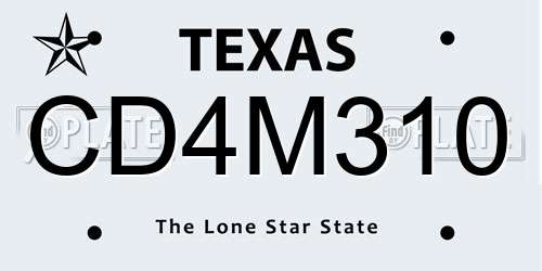 CD4M310 Texas License Plate