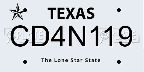CD4N119 Texas License Plate