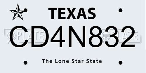 CD4N832 Texas License Plate