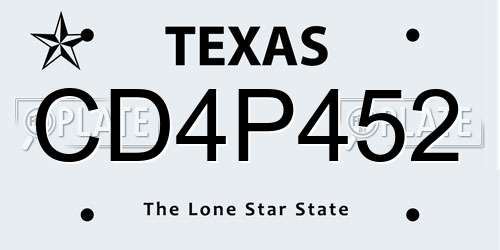 CD4P452 Texas License Plate