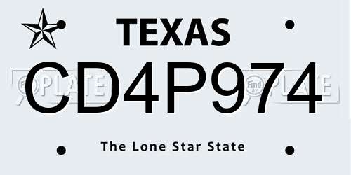 CD4P974 Texas License Plate