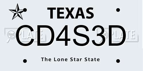 CD4S3D Texas License Plate
