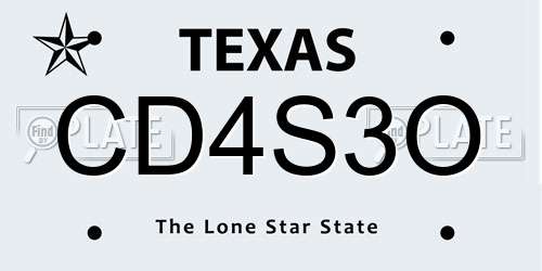 CD4S3O Texas License Plate