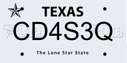 CD4S3Q Texas License Plate