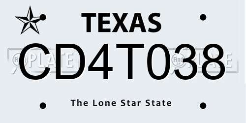 CD4T038 Texas License Plate
