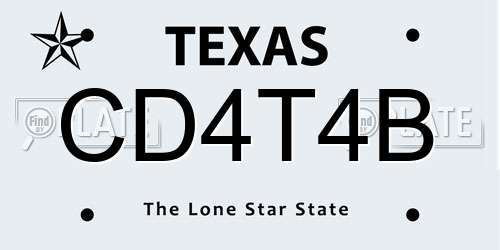 CD4T4B Texas License Plate