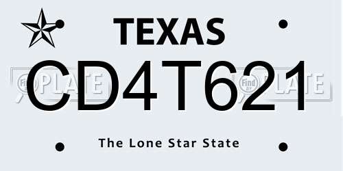 CD4T621 Texas License Plate