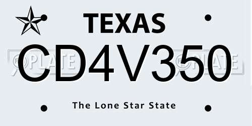 CD4V350 Texas License Plate