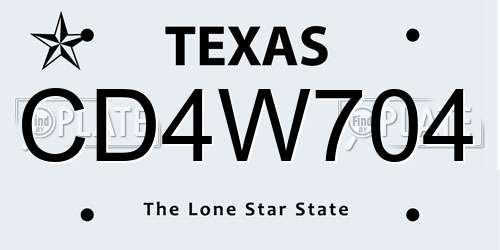 CD4W704 Texas License Plate