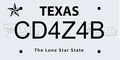 CD4Z4B Texas License Plate