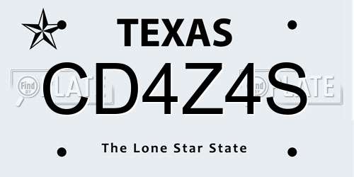 CD4Z4S Texas License Plate