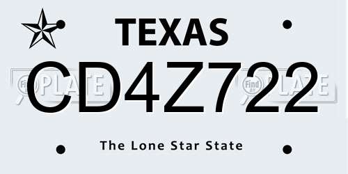 CD4Z722 Texas License Plate
