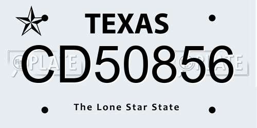 CD50856 Texas License Plate