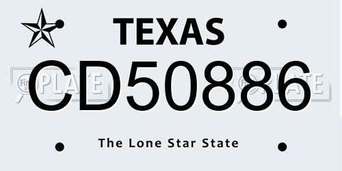 CD50886 Texas License Plate