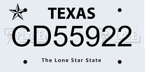 CD55922 Texas License Plate