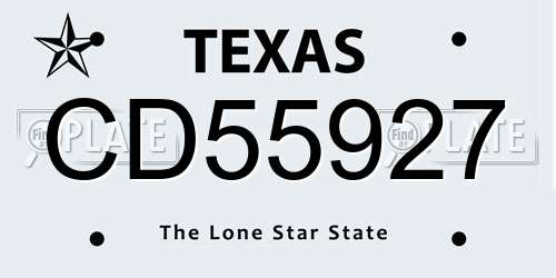 CD55927 Texas License Plate