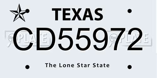 CD55972 Texas License Plate