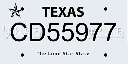 CD55977 Texas License Plate