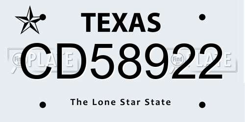 CD58922 Texas License Plate