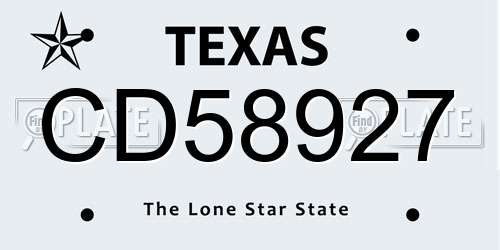 CD58927 Texas License Plate