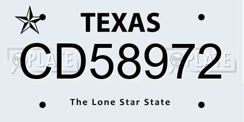 CD58972 Texas License Plate