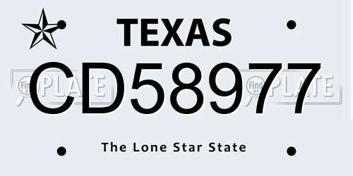 CD58977 Texas License Plate
