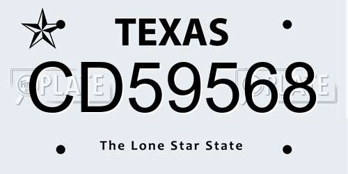 CD59568 Texas License Plate