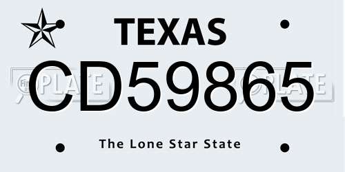 CD59865 Texas License Plate
