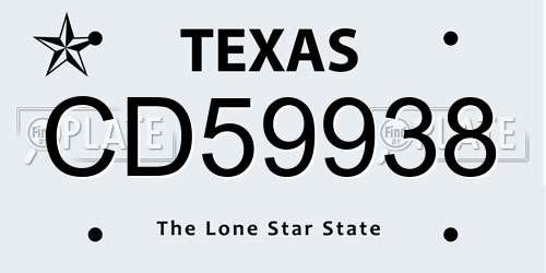 CD59938 Texas License Plate