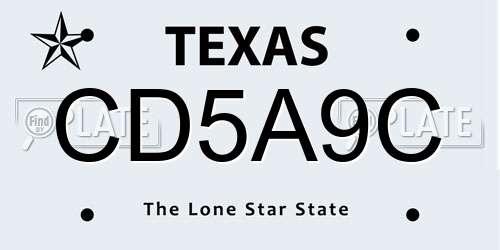 CD5A9C Texas License Plate