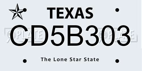 CD5B303 Texas License Plate