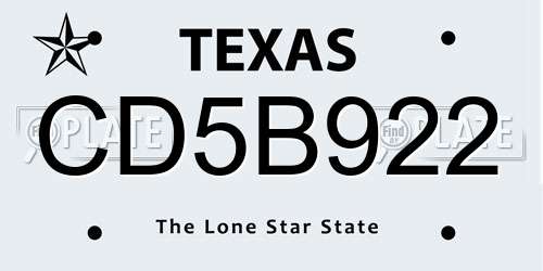CD5B922 Texas License Plate