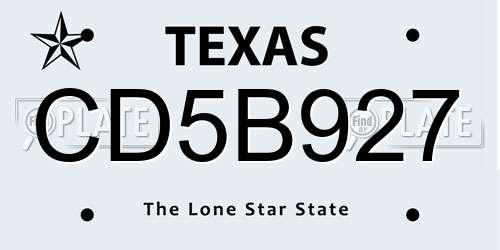 CD5B927 Texas License Plate
