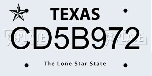 CD5B972 Texas License Plate