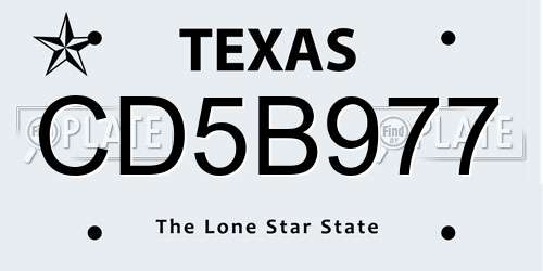 CD5B977 Texas License Plate