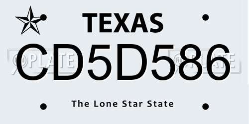 CD5D586 Texas License Plate
