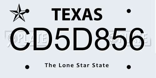 CD5D856 Texas License Plate