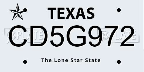 CD5G972 Texas License Plate