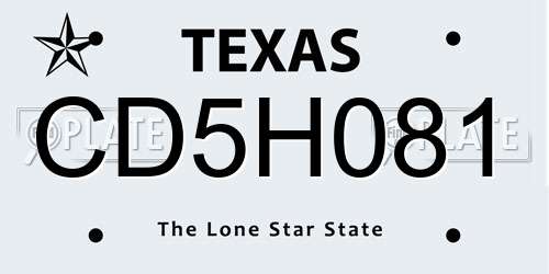 CD5H081 Texas License Plate