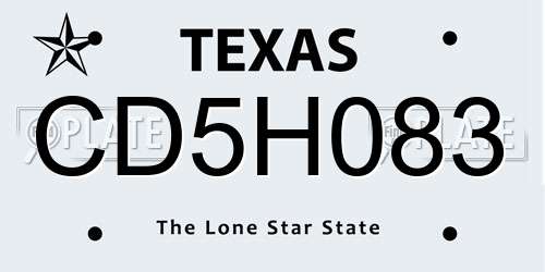 CD5H083 Texas License Plate