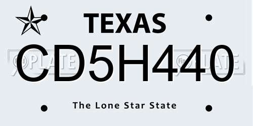 CD5H440 Texas License Plate