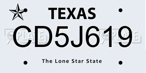 CD5J619 Texas License Plate