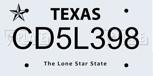 CD5L398 Texas License Plate