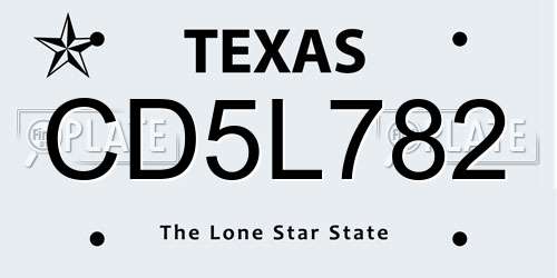 CD5L782 Texas License Plate