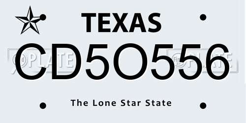 CD5O556 Texas License Plate
