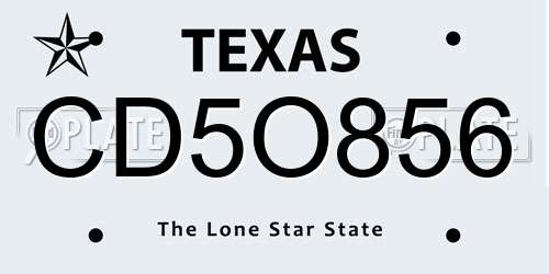 CD5O856 Texas License Plate