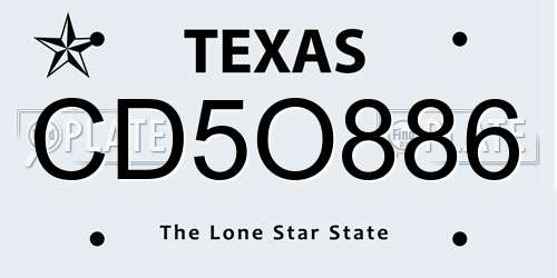 CD5O886 Texas License Plate