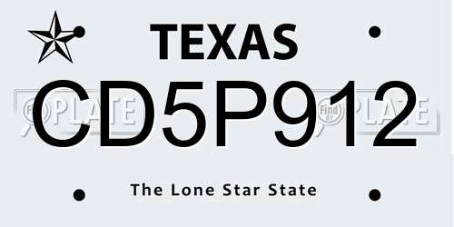 CD5P912 Texas License Plate
