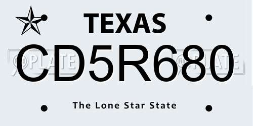 CD5R680 Texas License Plate