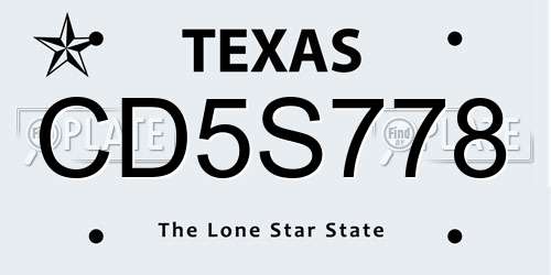 CD5S778 Texas License Plate